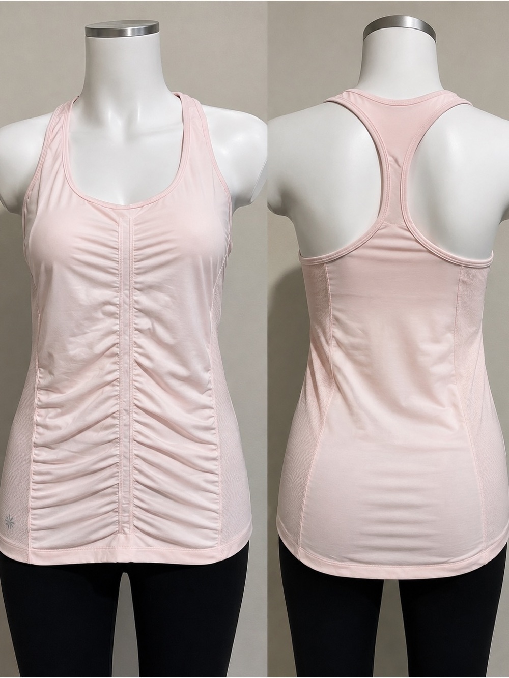 Athleta Light Pink Racerback Ruched Front Tank